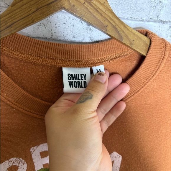 Smiley World Burnt Orange Cropped Spread Kindness Crewneck - Picture 3 of 5